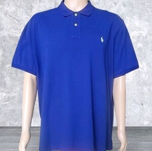 Ralph Lauren Polo Shirt Mens XXL Royal Blue Classic Fit Cotton Golf White Pony